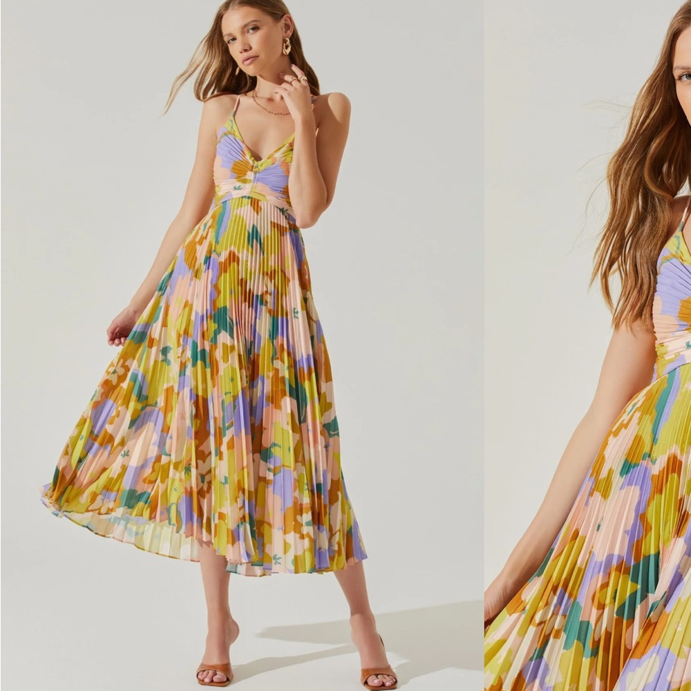 Blythe Floral Plisse Midi Dress ASTR the label